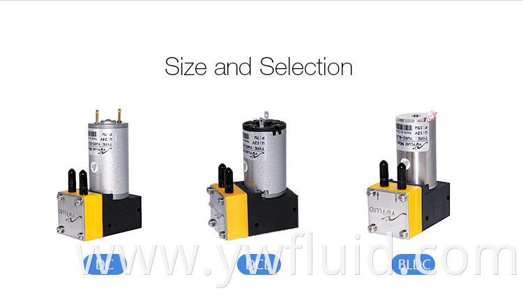 YWfluid hot sale Brushed Motor 6v 12v 24v DC Micro industrial Diaphragm Pump For Monitoring equipment